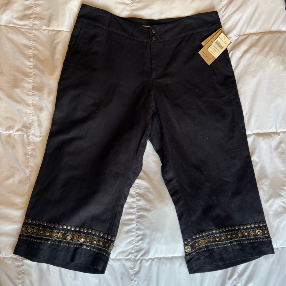 Coldwater Creek Black Embellished Chinos